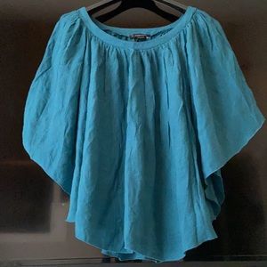 TEAL BATWING FLARED TOP